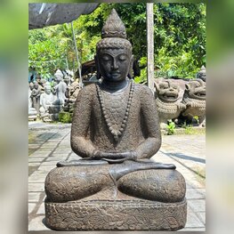 Boeddha Lavasteen 110 cm bruin batik