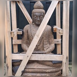 Boeddha Lavasteen 80 cm bruin batik