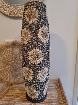 Schelpenlamp staand brown