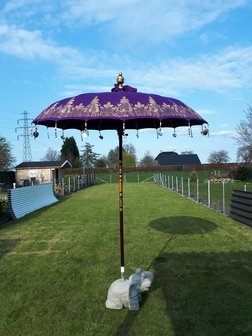 Ibiza/Bali parasol (purple/goud enkel beschilderd)