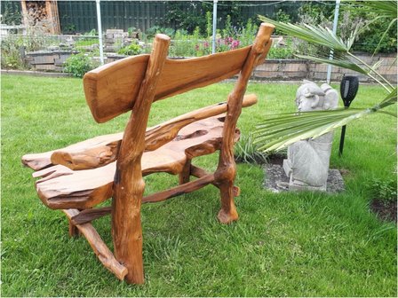 Teak houten boomstam bankje Tocon