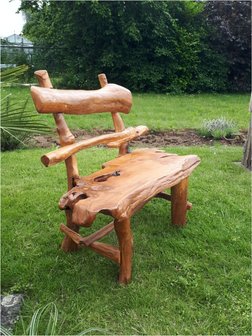 Teak houten boomstam bankje Tocon