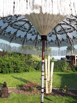 Ibiza parasol met franjes zilver