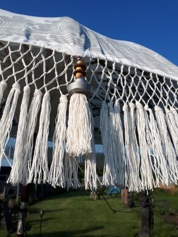 Ibiza parasol met franjes zilver