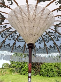 Ibiza parasol met franjes zilver