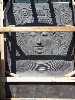 Waterornament Boeddha hoofd grey/purple