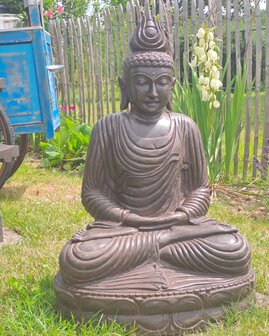 Zittende Boeddha Lavasteen/brown