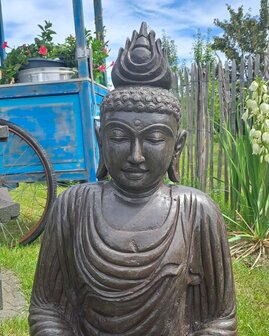 Zittende Boeddha Lavasteen/brown