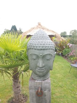 Boeddha hoofd L grijsgroen