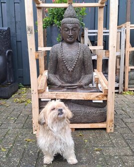 Zittende Boeddha Lavasteen meditatie