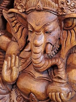Houtsnijwerk 3D Ganesha
