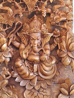 Houtsnijwerk 3D Ganesha