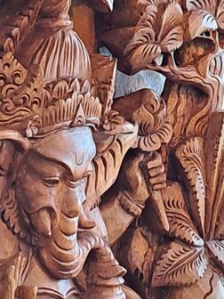 Houtsnijwerk 3D Ganesha