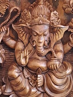 Houtsnijwerk 3D Ganesha
