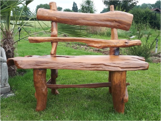 Teak houten boomstam bankje Tocon