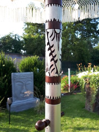 Ibiza parasol met franjes zilver