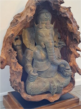 Ganesha Brons in hout