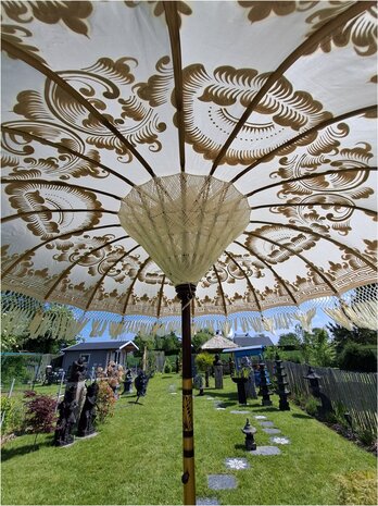 Ibiza/Bali parasol (off white/goud dubbel beschilderd)