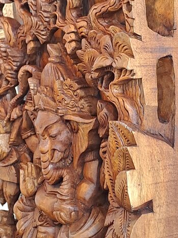 Houtsnijwerk 3D Ganesha
