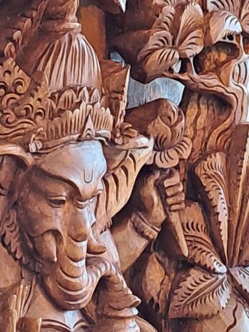 Houtsnijwerk 3D Ganesha