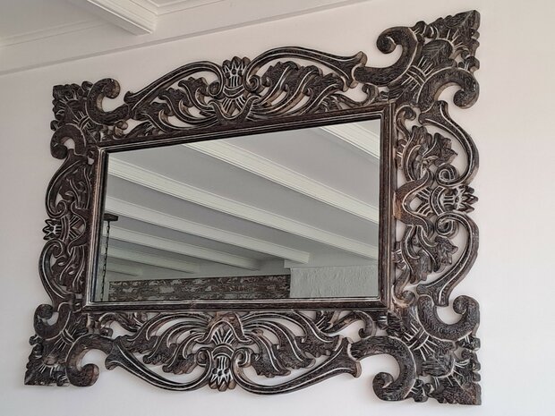 Houten spiegel rechthoek