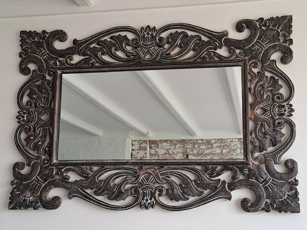 Houten spiegel rechthoek