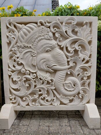 Limestone wandpaneel Ganesha