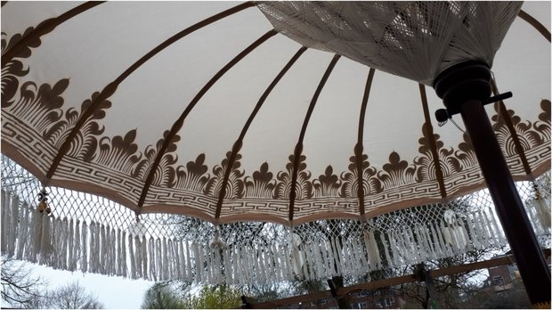 Ibiza/Bali parasol (off white/goud)
