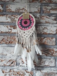 Dromenvanger gehaakt roze-grijs